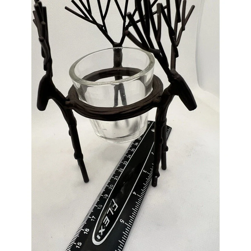Yankee Candle Reindeer Buck Deer Metal Votive Candle Holder Rustic Holiday